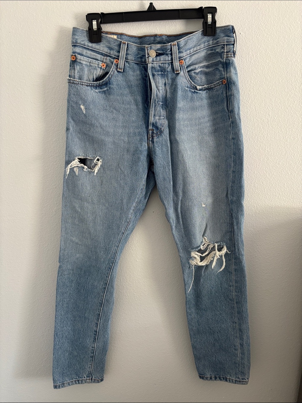 Levi's Light Blue Straight-Leg Distressed Jeans